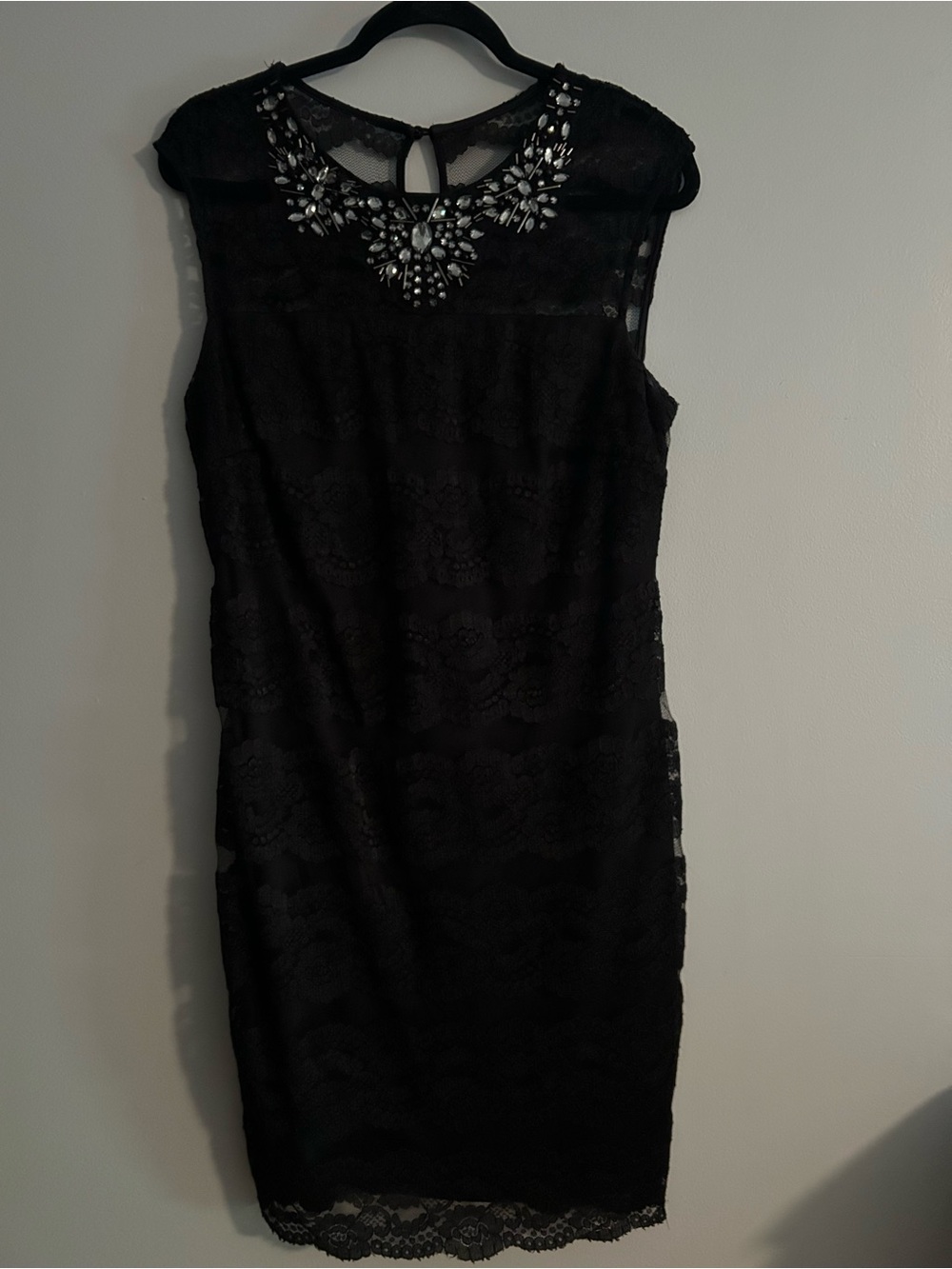 Scarlett Black Lace Dress with Jeweled Collar